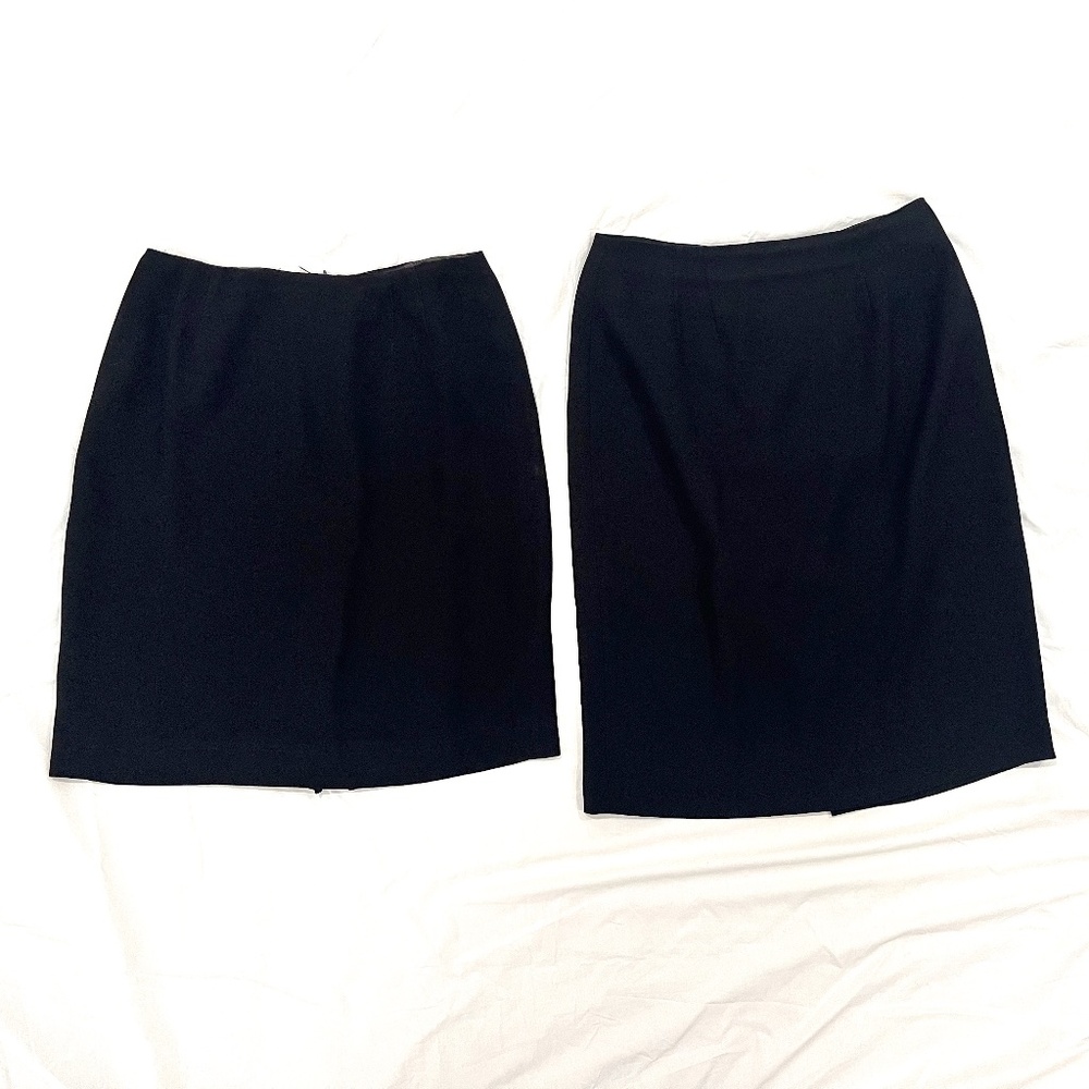 Set of 2 Vintage Designer Black Skirts 23" & 20.5" Hemlines, Size 8